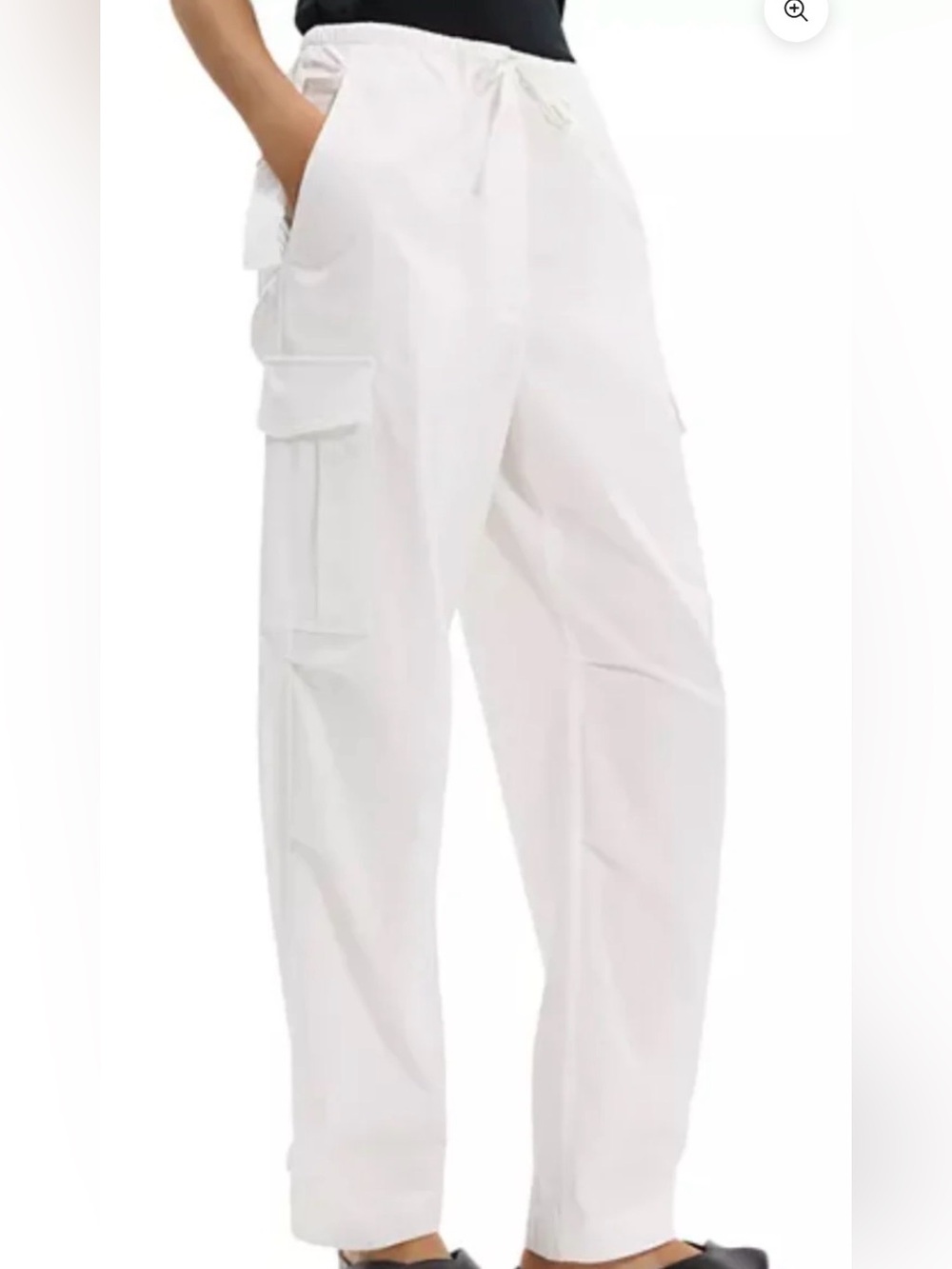 NWT Theory Cargo Cinch Wide Leg White Cotton Minimalist Pant Womens Small